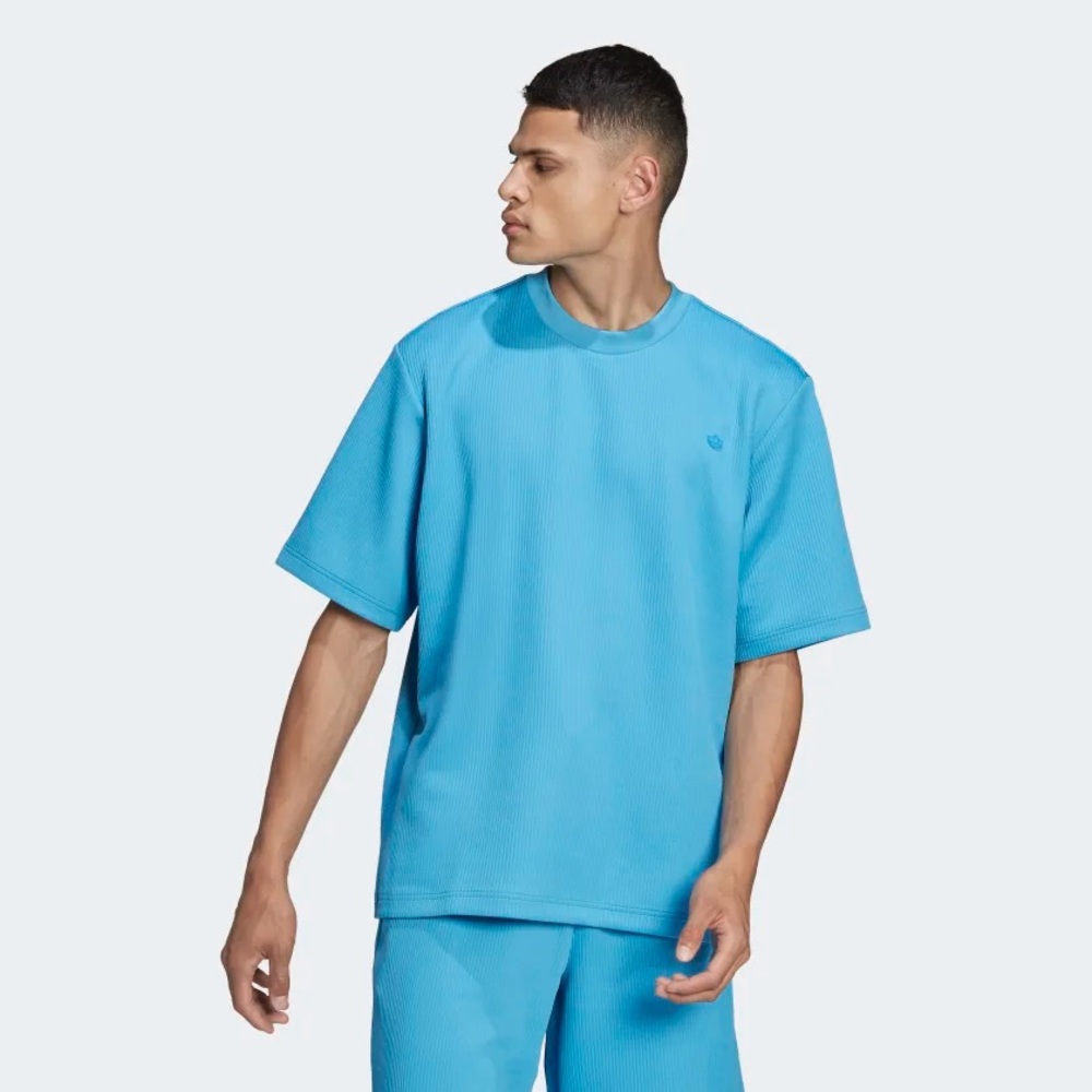 NEW Adidas Adicolor Trefoil Plisse Tee Blue